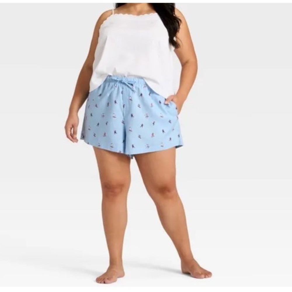 Women's Auden Blue Skiing Winter‎ Sports Flannel Pajama Shorts Size XL NWT - Picture 3 of 5